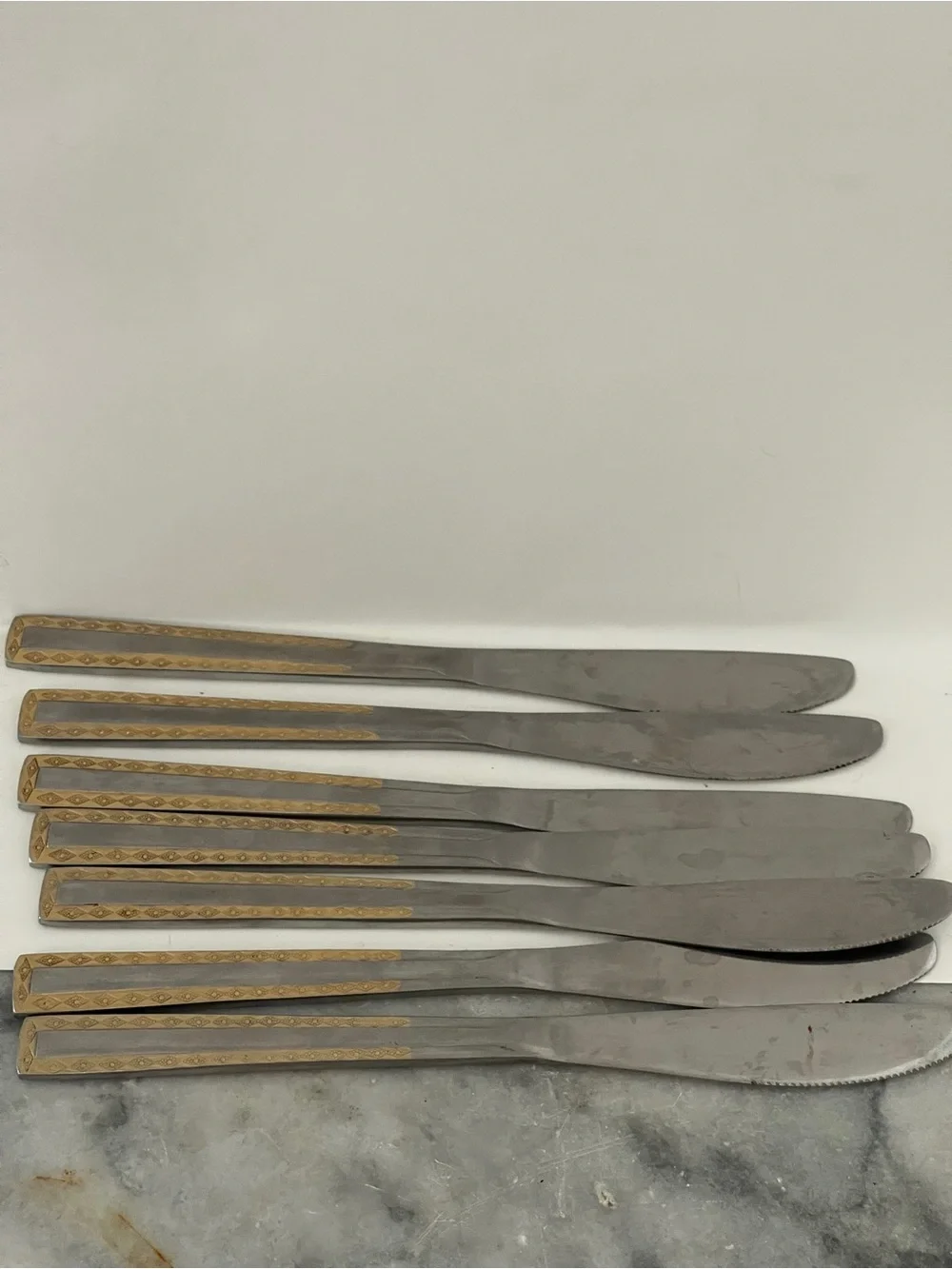 7 SOLIGEN GERMANY 8.5” Stainless & GOLD Accent Flatware Knives Add/Replacement